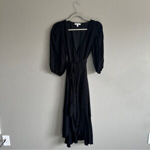Good American Black Leapord Maxi Wrap Dress 2 Medium
